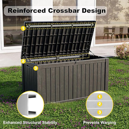 150 Gallon Outdoor Storage Box – Resin Deck Box with Lockable Lid, Waterproof Patio Furniture Storage for Tools, Garden & Yard Organization