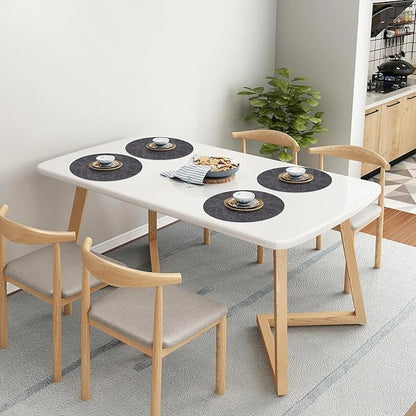 Homaxy Round Faux Leather Placemats and Coasters, Washable Dual-Side Table Mats, Wipeable Heat-Resistant Dining Place Mats for Outdoor and Indoor, Set of 6, Diameter 13 and 3.93 inch, Dark Grey