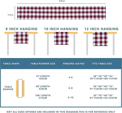 Tosewever Buffalo Check Plaid Farmhouse Table Runner, Cotton Polyester Blend Classic Family Dinner Table Runners for Indoor Outdoor Parties Events Home Decoration (Red and White, 14 x 72 Inch)