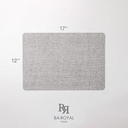 Faux Leather Placemats Set of 6 Vinyl Washable Wipeable Table Mats for Kitchen Dining Table Heat Resistant Waterproof Modern Indoor/Outdoor Placemats Non-Slip Easy Clean Place Mats (Mid Gray)