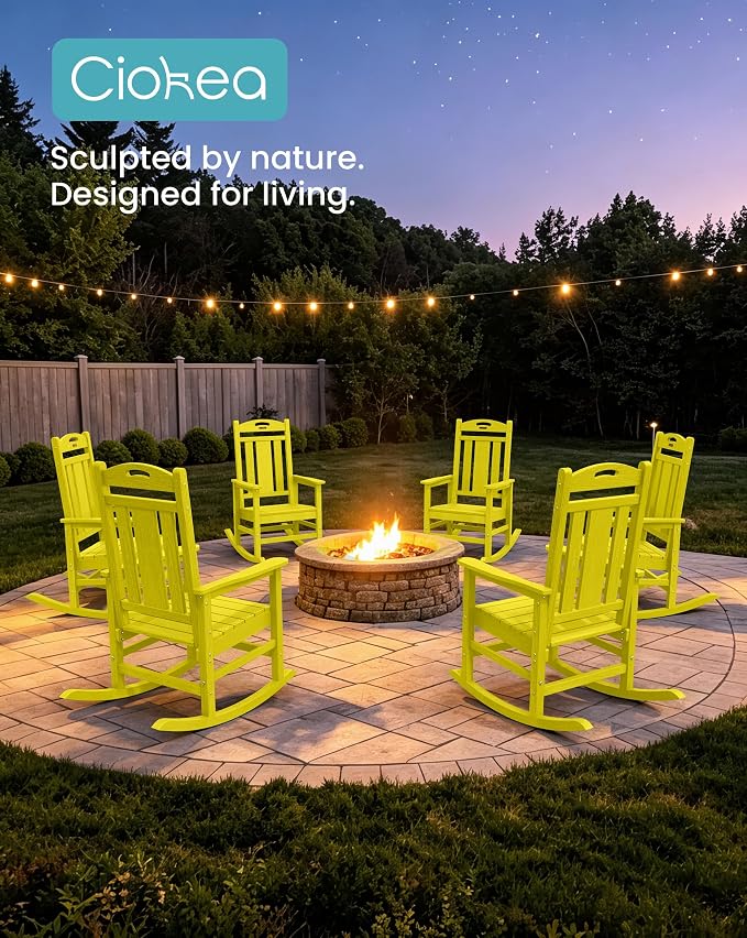 Oversized Outdoor Rocking Chairs Set of 4, 380lbs Heavy-Duty Large Patio Rocker - Image 4