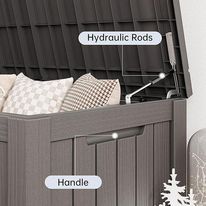 120 Gallon Outdoor Storage Box, Resin Deck Boxes Outdoor Waterproof For Patio Furniture, Garden Tools, Pool Supplies, Durable And UV Resistant, Lockable