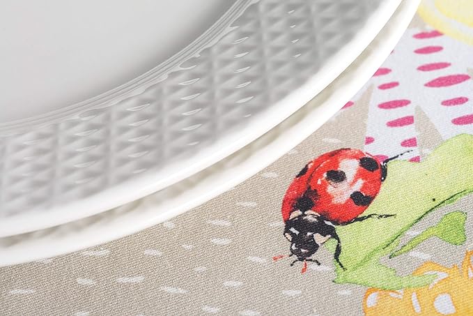 Maison d' Hermine Table Cloth Round Table 100% Cotton 63 Inches Tablecloth Reusable Decorative Everyday Use for Dining Room, Farmhouse, Home Party, Festive & Wedding Spring Summer - Jardin D'Ete - Fog