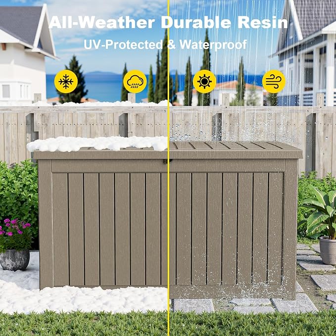280 Gallon Waterproof Outdoor Storage Box, UV Resistant Resin Deck Box - Image 7