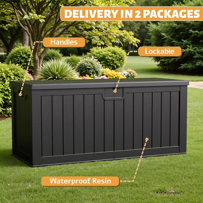 Flamaker 250 Gallon Resin Deck Box, XXL Waterproof Storage Box - Image 7