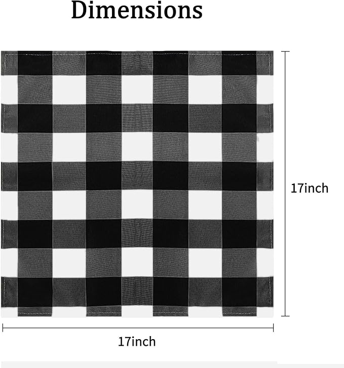 Buffalo Plaid Table Napkins Set of 50 Checkered Cloth Napkins 17x17 inch Washable Dinner Gingham Pattern Napkins Soft Napkins for Wedding Party Dining Banquet(Black and White)