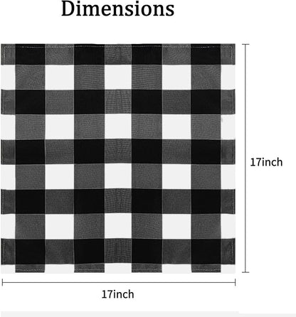 Buffalo Plaid Table Napkins Set of 100 Checkered Cloth Napkins 17x17 inch Washable Dinner Gingham Pattern Napkins Soft Napkins for Wedding Party Dining Banquet(Black and White)