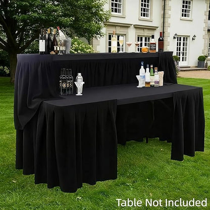 Bar Top Riser Tables Bar Riser with Skirt Mobile Folding Table Foldable Portable Risers for Banquet Events Home Party Picnics Restaurants(Table Not Included) (Black,6 ft)