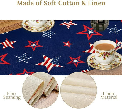 4th of July Patriotic Table Runner, Memorial Day Independence Day Freedom Stars Table Runner for Indoor Kitchen Dining Outdoor Holiday Party 13x90in