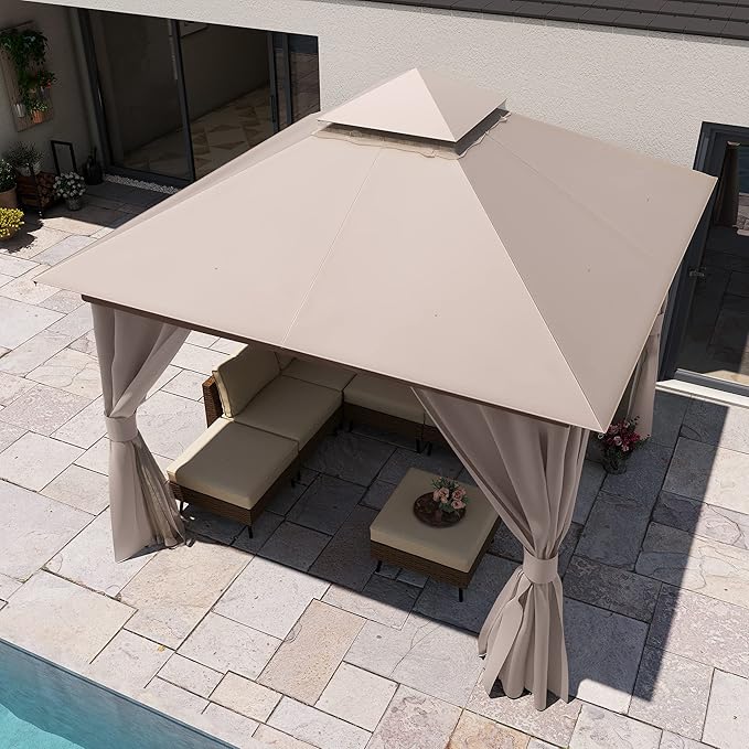10'x10' Outdoor Gazebo, Metal Frame Heavy Duty Patio Canopy Tent Shelter - Image 4