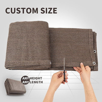 LOVE STORY Custom Size 3.3'x3' Brown Balcony Privacy Screen,UV Block Privacy Fence Screen,90% Shield for Outdoor Pool Garden Apartment Railing