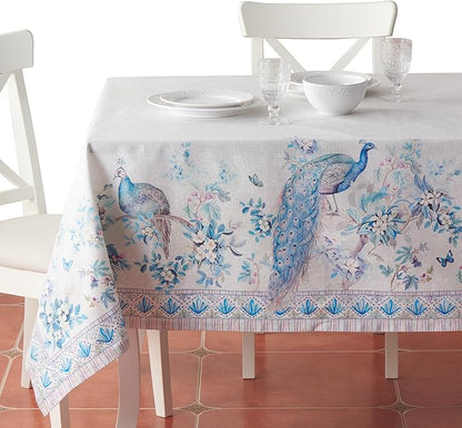 Maison d' Hermine Premium Table Cloth Square Table 100% Combed Cotton 70 x 70 Inches Tablecloth Reusable Decorative for Dining Room, Farmhouse, Party, Festive & Wedding - Peacock Utopia - Orginal