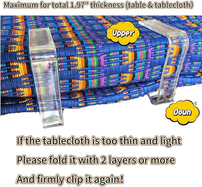 24 Pieces Clear Tablecloth Clips, Durable Plastic Table Cover Holders, Windproof Transparent Clamps for Securing Tablecloths Indoor Outdoor Party, Wedding, Christmas Event, Picnic, Camping (24, Large)