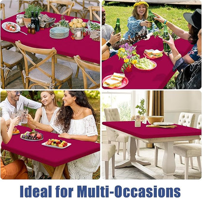 Spandex 5 Foot Rectangle Table Cloth 6 Pack, Elastic Fitted Tablecloths for Picnic, Stretch Washable Patio Table Cover for Outdoor, Camping, Banquet and Parties (Fuchsia, 30"x60")