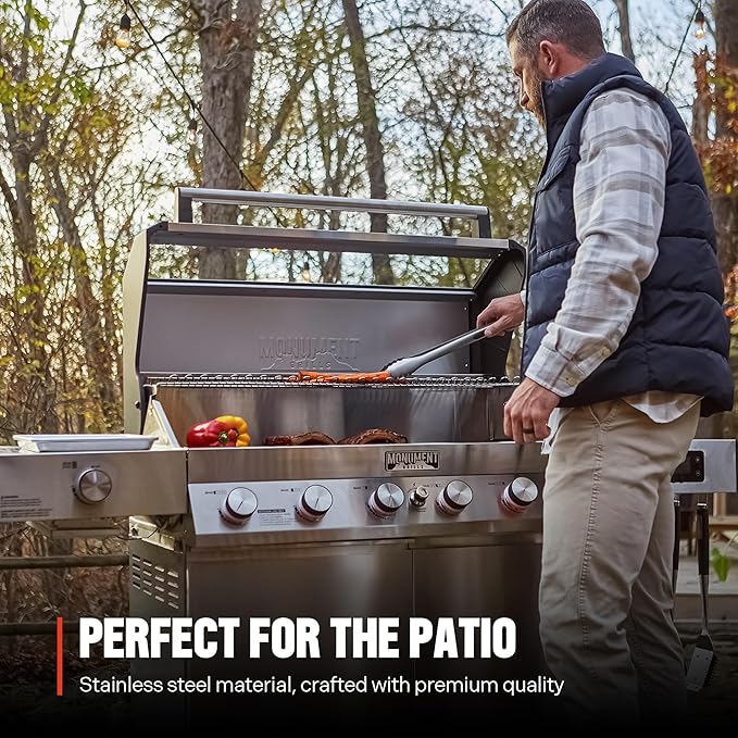 Monument Grills 6-Burner Convertible Natural Gas Smart bbq Grill Stainless Steel Denali 605 with Smoke Box