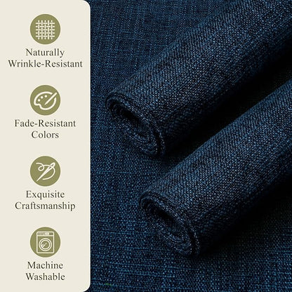KXN Placemats Set of 8, Dual-Layer Thickened Faux Linen Table Mats, Heat Resistant & Wrinkle-Free, Machine Washable Cloth Place Mats for Kitchen Dining Indoor Outdoor (Navy Blue)