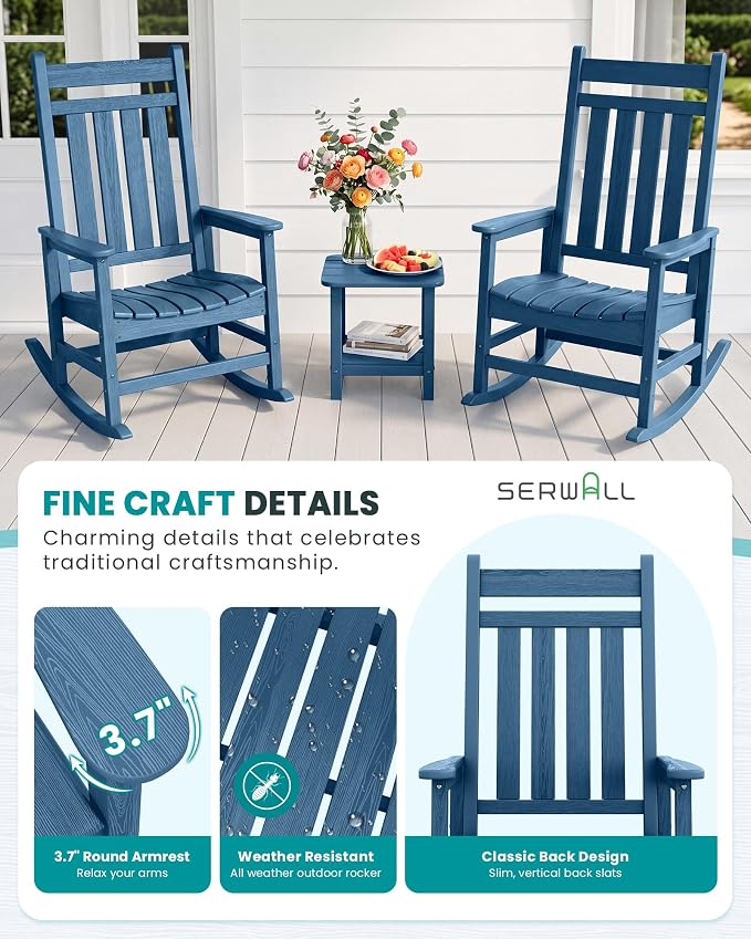 SERWALL Outdoor Rocking Chair, Oversized Rocking Chair - Image 8