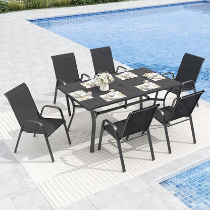 Patio Dining Chairs Set of 6 Outdoor Stackable Dining Chairs - Image 2