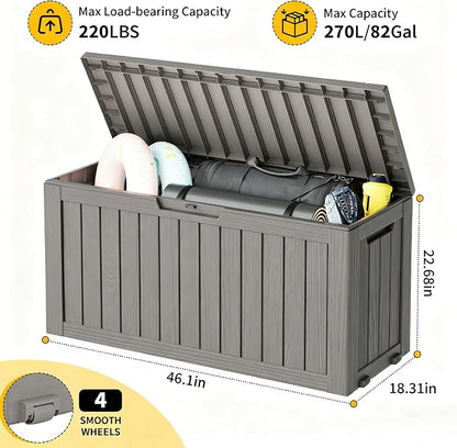 Deck Box, 82 Gallon Resin Indoor and Outdoor Storage Box Waterproof - Image 2