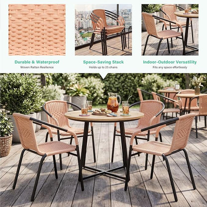 JEAREY Outdoor Patio Rattan Dining Chairs Set of 4, All Weather Stackable - Image 4