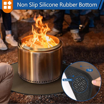 Round Under Grill Mat for Outdoor Grill, 36 Inch Anti-Slip BBQ Floor Mats, Easy to Clean Reusable Fireproof Grill Pad, Oil-Proof Waterproof Protector for Deck Fireplace Pit Mat Brown