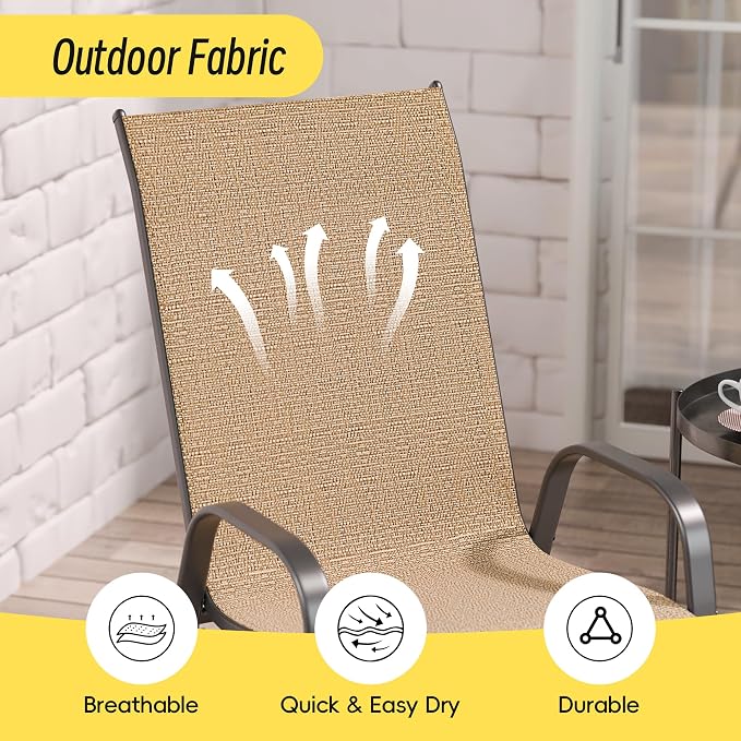 Patio Chairs Set of 4, Stackable Outdoor Dining Chairs Set - Image 5