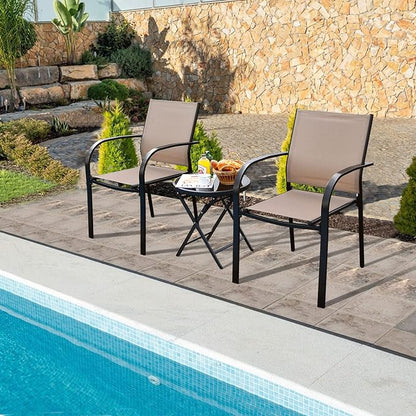 GIANTEX Set of 4 Outdoor Patio Chairs, Stackable Lawn Chairs - Image 4