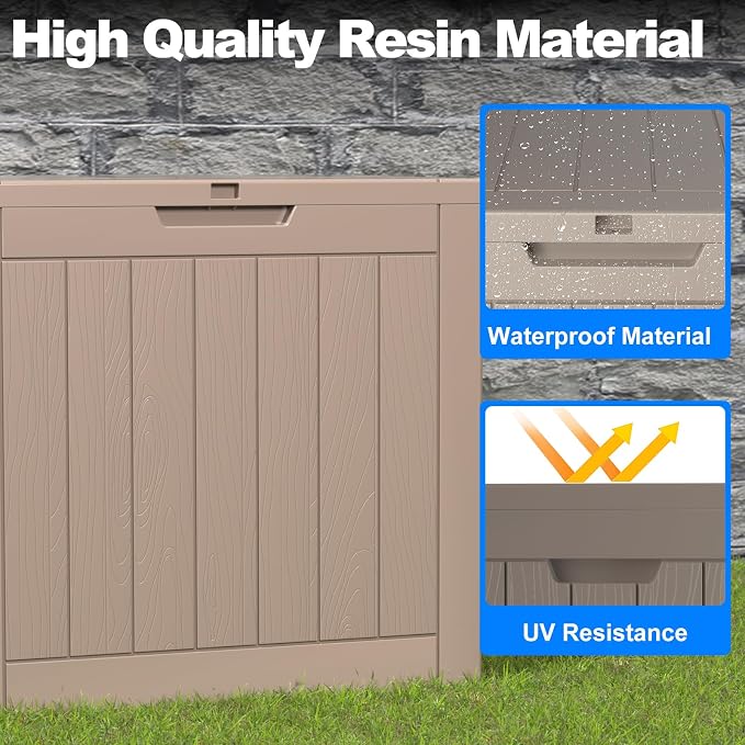 PatioZen 35 Gallon Deck Box Outdoor, Weatherproof Resin Patio Storage Box - Image 4