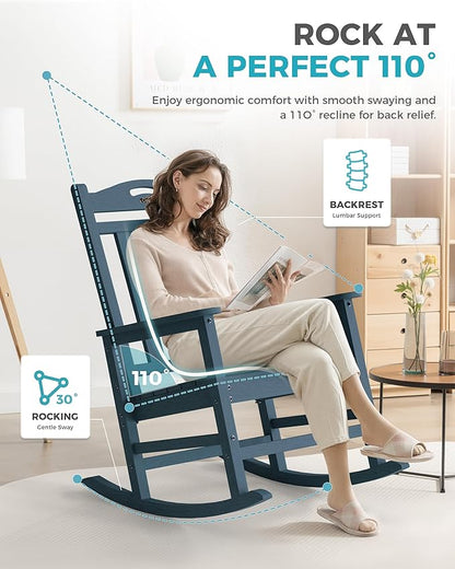 Oversized Outdoor Rocking Chairs Set of 3, 380lbs Heavy-Duty Large Patio Rocker - Image 5