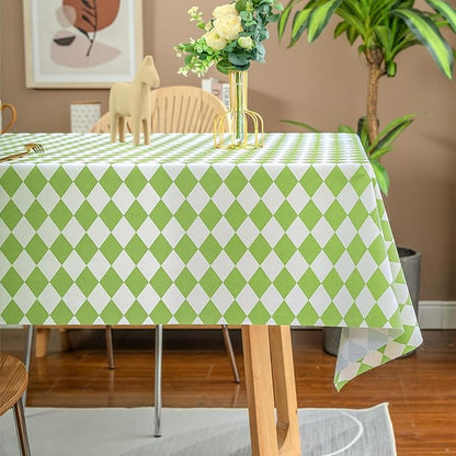 Square Table Cloth,100% Waterproof Tablecloth Oil Proof Spill Proof Vinyl Table Cloth, Wipe Clean Plastic Table Cover for Dining, Camping, Indoor and Outdoor 54" x 54",Light Green