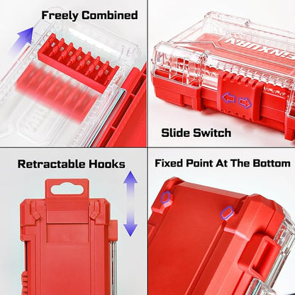 92Pieces Impact Screwdriver Bits Set, Magnetic S2 Steel 1”/2” Phillips/Square/Torx/Slotted/Hex/Pozi Bits Tips and Impact Bit Holder with Red Storage Box Case