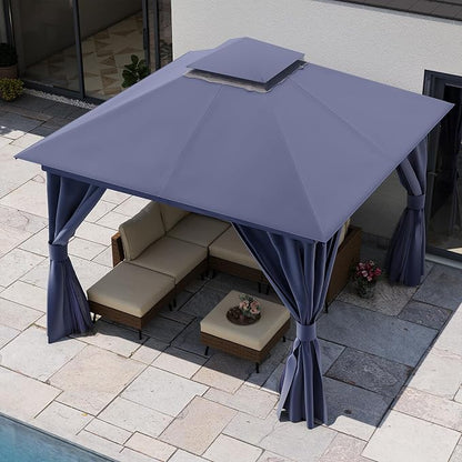 10'x10' Outdoor Gazebo, Heavy Duty Metal Frame Patio Canopy - Image 4