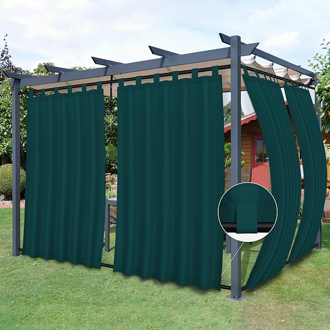 Easy-Going Outdoor Patio Curtains 2 Panels, 54x96 inch, Teal | Privacy by Easy-Going