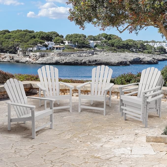Oversized Stackable Adirondack Chair Set of 4, HDPE Fire Pit Chair | All-Weather - Image 7