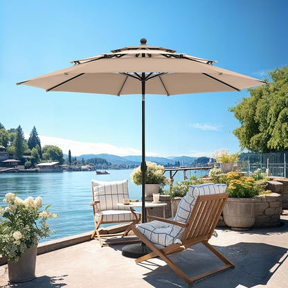 PHI VILLA 10ft Outdoor Patio Umbrellas, 3 Tier Table Umbrella, 1.5" Pole - Image 7