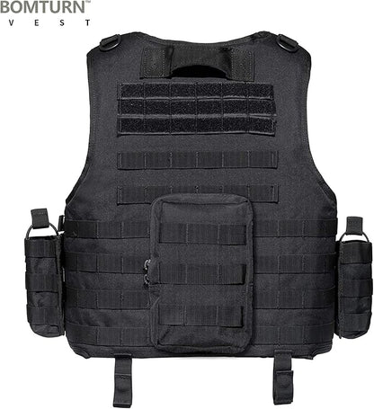 BOMTURN Tactical Airsoft Vest Upgrade Adjustable Modular Paintball Vest Outdoor Fit Adult