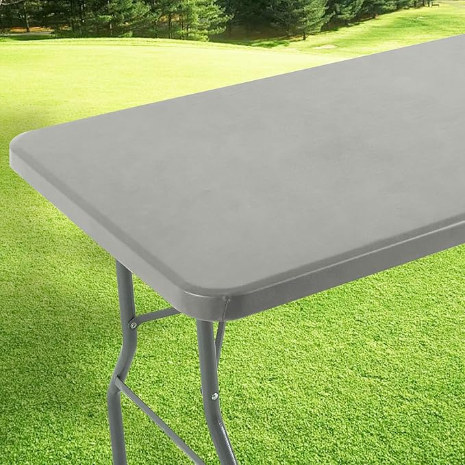 LURKA Rectangle PU Leather Table Cover/Tablecloth with Elastic Fitted Edge – Waterproof, Oil-Proof, Scratch-Resistant, Wipeable Protector for Dining, Kitchen, Outdoor Picnic, Party (Silver, 4FT)