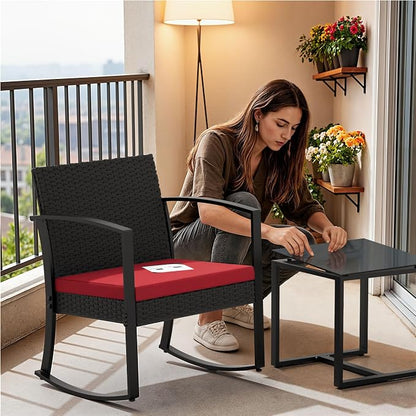 Homall Patio Furniture Set 3 Piece Resin Outdoor Bistro Set Rocking Patio Chairs - Image 8