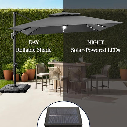Best Choice Products 12x12ft LED Cantilever Patio Umbrella w/Base Included & - Image 6