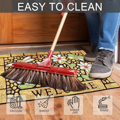 CHICHIC Welcome Door Mat 24 x 36 Inch Front Doormat Outdoors for Home Entrance Outdoors Mat for Outside Entry Way Doormat Entry Rugs, Heavy Duty Non Slip Rubber Back Low Profile, Dragonfly