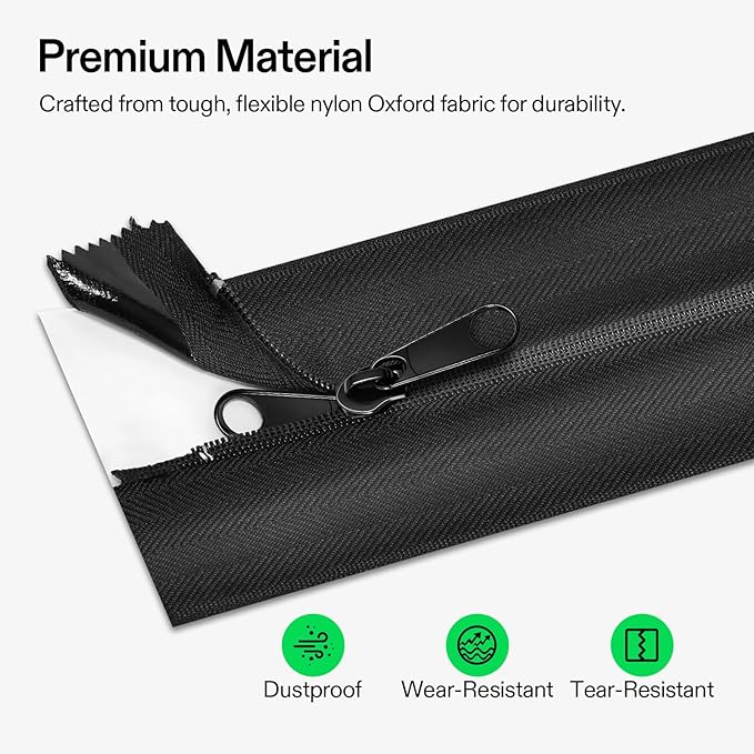VIVOSUN 2-Pack Self Adhesive Zipper Door for Debris Barriers, 3In. x 7Ft. Peel & Stick, Heavy-Duty & Double-Sided Zipper for Tarp, Greenhouse, Indoor Outdoor Tent, Black