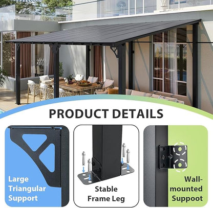 Aoxun 16’x10’ Gazebo with Aluminum Frame & Polycarbonate Panel, Outdoor Patio - Image 5