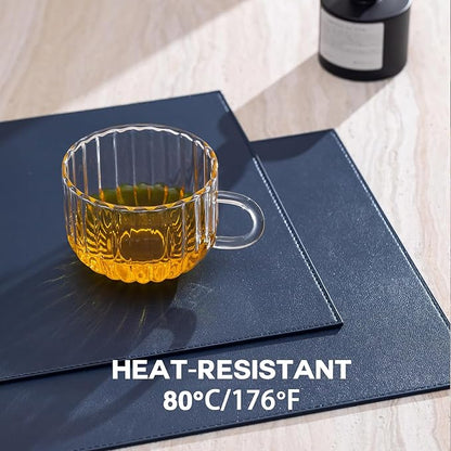 Faux Leather Placemats Set of 8 Vinyl Washable Wipeable Table Mats for Kitchen Dining Table Heat Resistant Waterproof Modern Indoor/Outdoor Placemats Non-Slip Easy Clean Place Mats (Navy Blue)