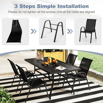 Tangkula Patio Dining Chairs Set of 2, Outdoor Stackable All Weather Heavy Duty - Image 7