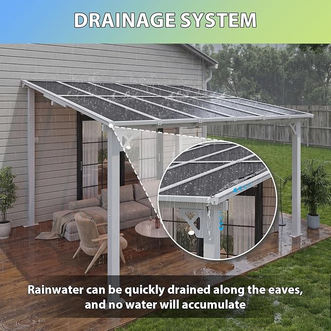 Aoxun 12’x10’ Gazebo with Aluminum Frame & Polycarbonate Panel, Outdoor Patio - Image 6
