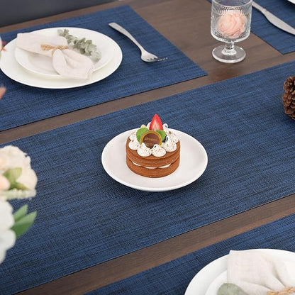 Myir JUN Table Runner, Vinyl Table Runner Indoor 72 Inch Long Arbitrarily Cropped Runner for Table Heatproof for Home Party (Dark Blue, 15 x 72 inch)