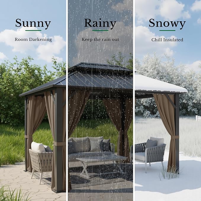 Outdoor Curtains Waterproof Panel W52 x L95 Inch Mocha, 1 Panel | Grommet Top - Image 5