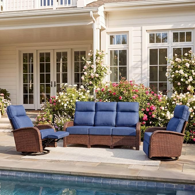 Resort-Grade Recliners Patio Furniture, 6.2" Ultra Thick Cushions | Heavy Duty by VELSCAPE