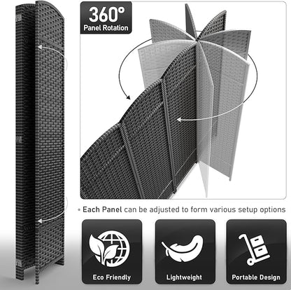 Sorbus 4 Panel Room Divider 6 ft. Tall - Privacy Screen, Extra Wide Double Hinged Panels, Mesh Hand-Woven Design, Partition Room Dividers and Folding Privacy Screens, Wall Divider for Room Separation