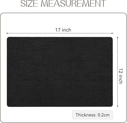 Romanstile Vinyl Placemats Set of 6-12 X 17 Inch - Heat Resistant Place Mats 100% Waterproof Oilproof Wipeable Reversible Faux Leather Table Mats for Kitchen, Dining, Party, Outdoor, Black
